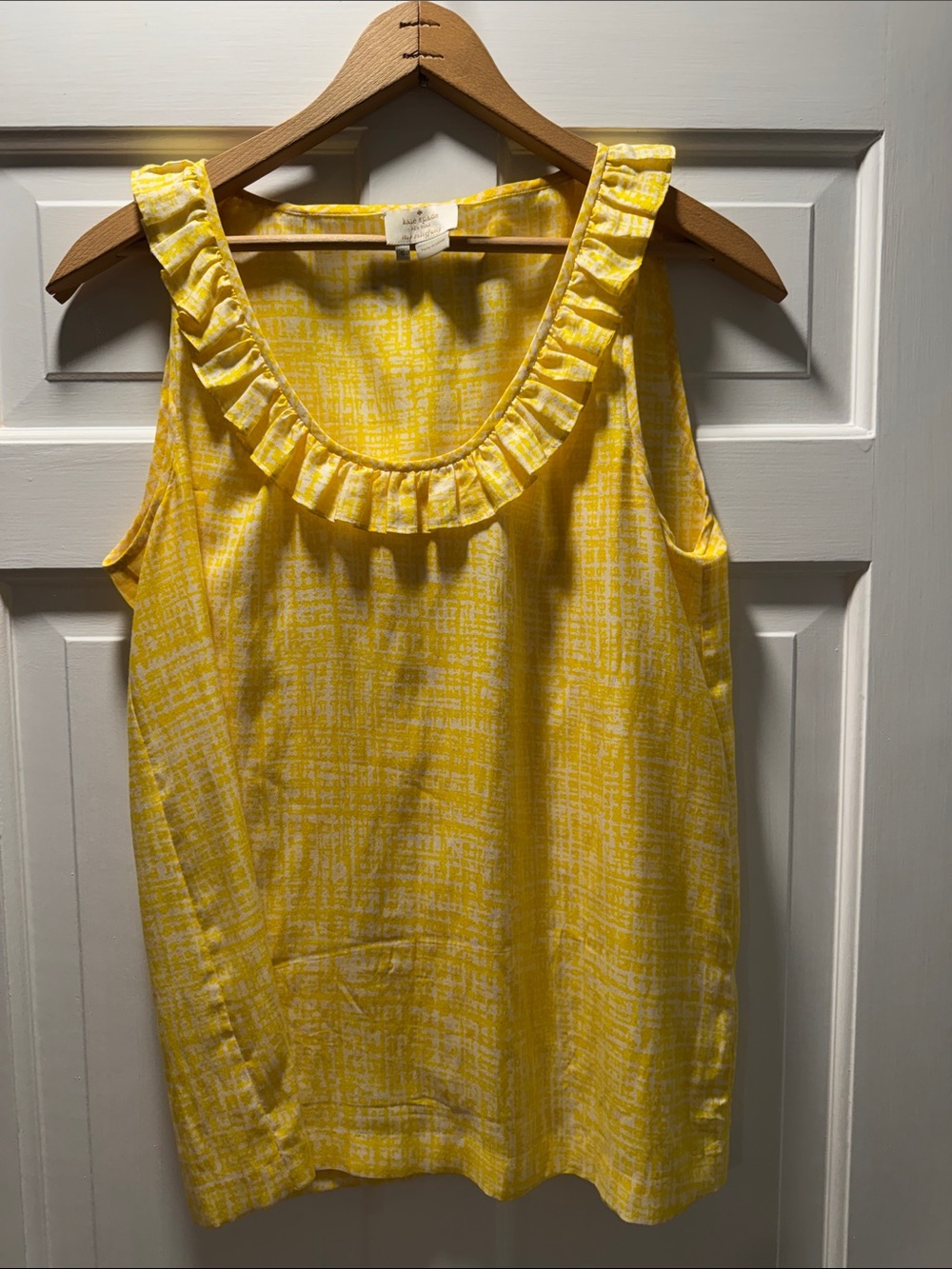 kate spade Yellow Ruffled Scoop Neck Sleeveless Camisole